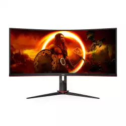 Монитор AOC CU34G2XP/BK, 34" Gaming monitor, VA WLED panel, Curved 1500R, AG, 21:9, UWQHD 3440x1440, 430cd/m2, 4000:1, 180Hz, 1ms, Freesync Premium, HDR 400, PiP+PbP, Flicker Free, Low Blue Light, 2x HDMI, 2x DP, 4x USB, USB-C, Tilt, HAS, Swivel, VESA, Black / Red