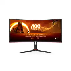 Монитор AOC CU34G2XP/BK, 34" Gaming monitor, VA WLED panel, Curved 1500R, AG, 21:9, UWQHD 3440x1440, 430cd/m2, 4000:1, 180Hz, 1ms, Freesync Premium, HDR 400, PiP+PbP, Flicker Free, Low Blue Light, 2x HDMI, 2x DP, 4x USB, USB-C, Tilt, HAS, Swivel, VESA, Black / Red