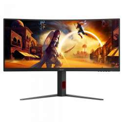 Монитор AOC CU34G4, 34" Gaming monitor, Fast VA panel, Curved 1500R, Anti-Glare, 21:9, UWQHD 3440x1440, 300cd/m2, 2500:1, 180Hz, 0.5ms, HDR 10, FreeSync Premium, Flicker Free, Low Blue Light, PiP+PbP, 2x HDMI, DP, Audio out, HAS, Swivel, Tilt, VESA 100, Black/Red