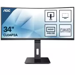Монитор AOC CU34P2A 34 inch WLED Curved, VA panel, 21:9, 3440x1440 100Hz, 1 ms, FreeSync, 300cd/m2, 3000:1, 2xHDMI, Displayport, 4xUSB 3.0, Speakers, Height adjustable
