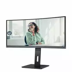 Монитор AOC CU34P3CV, 34" VA Panel WLED, Curved 1500R, 3440x1440, 21:9, 100Hz, 300 cd/m2, 3000:1, 50M:1, AntiGlare, 3H, 3-sided frameless, HDMI, DisplayPort, USB-C, 4x USB, LAN, Speakers, Flicker-free, Low blue light, PIP, PBP, Tilt, Swivel, HAS, Pivot, VESA 100, Black