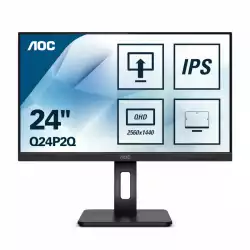 Монитор AOC Q24P2Q 23.8 inch WLED, IPS panel, 250cd/m2, 2560x1440, QHD Резолюция, 75Hz, HDMI, VGA, 4xUSB 3.2, Displayport, speakers, Height Adjust, Swivel, Pivot, sRGB
