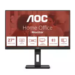 Монитор AOC Q27E3UMF, 27", WLED VA Panel, 2560x1440, 16:9, 4ms, 300 cd/m2, 4000:1, 20M:1, Anti Glare, 3H, 3-sided frameless, Flicker-free, Low blue light, AdaptiveSync, HDMI, DisplayPort, 2x USB 3.2, Speakers, HAS, Swivel, Tilt, Pivot, VESA 100, Black