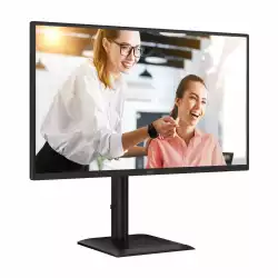 Монитор AOC Q27E4CV, 27", IPS panel, AG, 16:9, QHD 2560x1440, 350 cd/m2, 1500:1, 20M:1, 120Hz, 4ms, 3H, 4 side like, Flicker- free, Eye Comfort, Adaptive Sync, HDR mode, USB-C, HDMI, DP, 4x USB, DP out, LAN, Audio out, PD 90W, Speakers, HAS, Swivel, Tilt, Pivot, VESA 100, Black