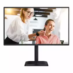 Монитор AOC Q27E4CV, 27", IPS panel, AG, 16:9, QHD 2560x1440, 350 cd/m2, 1500:1, 20M:1, 120Hz, 4ms, 3H, 4 side like, Flicker- free, Eye Comfort, Adaptive Sync, HDR mode, USB-C, HDMI, DP, 4x USB, DP out, LAN, Audio out, PD 90W, Speakers, HAS, Swivel, Tilt, Pivot, VESA 100, Black