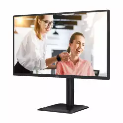 Монитор AOC Q27E4CV, 27", IPS panel, AG, 16:9, QHD 2560x1440, 350 cd/m2, 1500:1, 20M:1, 120Hz, 4ms, 3H, 4 side like, Flicker- free, Eye Comfort, Adaptive Sync, HDR mode, USB-C, HDMI, DP, 4x USB, DP out, LAN, Audio out, PD 90W, Speakers, HAS, Swivel, Tilt, Pivot, VESA 100, Black
