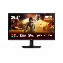 Монитор AOC Q27G41ZDF, 26.5 inch Gaming monitor, QD - OLED, AR, QHD 2560x1440, 240Hz, 0.03ms, 400 cd/m2, 1.5M:1, HDR10, G-SYNC Compatible, Low Input Lag, HDMI, DP, Audio out, Tilt, VESA, Black