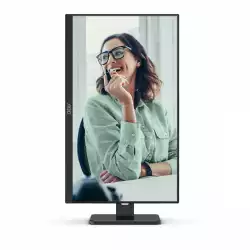 Монитор AOC Q27P3CV, 27" IPS WLED Panel, AntiGlare, 3H, 16:9, 2560x1440, 75Hz, 350cd/m2, 1000:1, 50M:1, 3-sided frameless, 2x HDMI, DisplayPort, DP Out, USB-C, 4x USB 3.2, LAN, Speakers, Flicker-free, Low blue light, Adaptive Sync, Tilt, Swivel, Pivot, HAS, VESA 100, Black