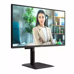 Монитор AOC Q27P4U, 27" IPS WLED panel, AG, 16:9, QHD 2560x1440, 350cd/m2, 1500:1, 50M:1, 120Hz, 4ms, HDR mode, Adaptive Sync, Flicker Free, Anti Blue Light, sRGB, Pop-out USB Hub, 2x HDMI, DP, USB-C, 3x USB, Audio out, Speakers, HAS, Swivel, Tilt, Pivot, VESA 100, Energy class C, Black