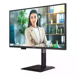 Монитор AOC Q27P4U, 27" IPS WLED panel, AG, 16:9, QHD 2560x1440, 350cd/m2, 1500:1, 50M:1, 120Hz, 4ms, HDR mode, Adaptive Sync, Flicker Free, Anti Blue Light, sRGB, Pop-out USB Hub, 2x HDMI, DP, USB-C, 3x USB, Audio out, Speakers, HAS, Swivel, Tilt, Pivot, VESA 100, Energy class C, Black