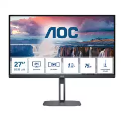 Монитор AOC Q27V5N/BK, 27", WLED VA Panel, 2560x1440, 75Hz, 16:9, 4ms, 4000:1, 20M:1, 300 cd/m2, AntiGlare, 3H, 3-sided frameless, FreeSync, Flicker-free, Low blue light, 2x HDMI, 2x DisplayPort, Speakers, HAS, Swivel, Tilt, Pivot, VESA 100, Black