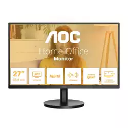 Монитор AOC U27B3A, 27", IPS WLED panel, Anti-Glare, UHD 3840x2160, 16:9, 60Hz, 4ms, 350 cd/m2, 1000:1, 20M:1, HDR10, Flicker Free, Low Blue Light, Adaptive Sync, 2x HDMI, DisplayPort, Audio Out, Speakers, Tilt, VESA 100, Black