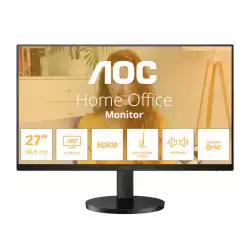 Монитор AOC U27B3AF, 27", IPS WLED panel, Anti-Glare, UHD 3840x2160, 16:9, 60Hz, 4ms, 350 cd/m2, 1000:1, 20M:1, HDR10, Flicker Free, Low Blue Light, Adaptive Sync, 2x HDMI, DisplayPort, Speakers, HAS, Tilt, VESA 100, Black