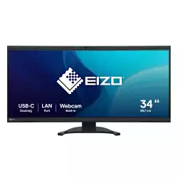 Монитор EIZO EV3450XC-BK, 34.1", Curved, IPS panel, WQHD 3440 x 1440, 21:9, AG, 300 cd/m2, 1000:1, 2x HDMI, DP, USB-C, LAN, 2x USB, Audio out, Speakers, KVM switch, 5MP webcam, Microphone, Auto EcoView, PbP, Flicker Free, HAS, Swivel, Tilt, VESA 100, Black                          