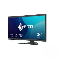 Монитор EIZO EV3450XC-BK, 34.1", Curved, IPS panel, WQHD 3440 x 1440, 21:9, AG, 300 cd/m2, 1000:1, 2x HDMI, DP, USB-C, LAN, 2x USB, Audio out, Speakers, KVM switch, 5MP webcam, Microphone, Auto EcoView, PbP, Flicker Free, HAS, Swivel, Tilt, VESA 100, Black