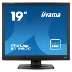 Монитор IIYAMA E1980D-B1, 19", TN panel, 1280x1024, 5:4, 250 cd/m2, 1000:1, 5ms, VGA, DVI, Tilt, VESA 100, Black