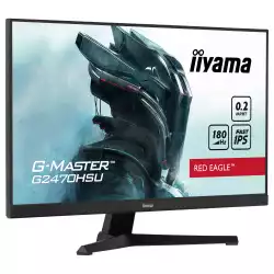 Монитор IIYAMA G2470HSU-B6, 23.8", Gaming monitor, Fast IPS panel, 16:9, FHD 1920x1080, 300cd/m2, 1000:1, 0.2ms, 180Hz, HDMI, DisplayPort, 4x USB, Audio out, Adaptive Sync, Flicker free, Speakers, Tilt, VESA 100, Black