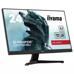 Монитор IIYAMA G2470HSU-B6, 23.8", Gaming monitor, Fast IPS panel, 16:9, FHD 1920x1080, 300cd/m2, 1000:1, 0.2ms, 180Hz, HDMI, DisplayPort, 4x USB, Audio out, Adaptive Sync, Flicker free, Speakers, Tilt, VESA 100, Black