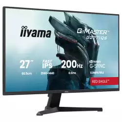 Монитор IIYAMA G2771QS-B1, 27", Gaming monitor, Fast IPS panel, QHD 2560x1440, 350cd/m2, 1200:1, 80M:1, 0.5ms, 200Hz, 2x HDMI, DisplayPort, Audio out, Speakers, HDR 10, Adaptive Sync, G-SYNC compatible, Tilt, Flicker free, Blue light reducer, VESA 100, Black