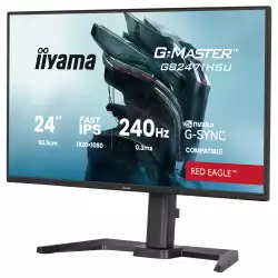 Монитор IIYAMA GB2471HSU-B1, 23.8" Gaming monitor, Fast IPS panel, 16:9, FHD 1920 x 1080, 350cd/m2, 1000:1, 240Hz, 0.3ms, HDR 10, 2x HDMI, DP, 2x USB, Audio out, Speakers, Adaptive Sync, G-SYNC, HAS, Swivel, Tilt, Pivot, Flicker Free, VESA 100, Black