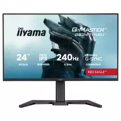 Монитор IIYAMA GB2471HSU-B1, 23.8" Gaming monitor, Fast IPS panel, 16:9, FHD 1920 x 1080, 350cd/m2, 1000:1, 240Hz, 0.3ms, HDR 10, 2x HDMI, DP, 2x USB, Audio out, Speakers, Adaptive Sync, G-SYNC, HAS, Swivel, Tilt, Pivot, Flicker Free, VESA 100, Black