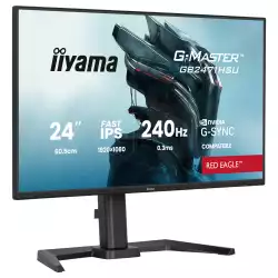 Монитор IIYAMA GB2471HSU-B1, 23.8" Gaming monitor, Fast IPS panel, 16:9, FHD 1920 x 1080, 350cd/m2, 1000:1, 240Hz, 0.3ms, HDR 10, 2x HDMI, DP, 2x USB, Audio out, Speakers, Adaptive Sync, G-SYNC, HAS, Swivel, Tilt, Pivot, Flicker Free, VESA 100, Black