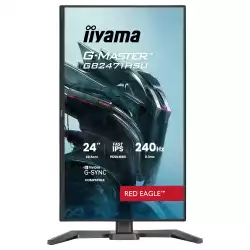 Монитор IIYAMA GB2471HSU-B1, 23.8" Gaming monitor, Fast IPS panel, 16:9, FHD 1920 x 1080, 350cd/m2, 1000:1, 240Hz, 0.3ms, HDR 10, 2x HDMI, DP, 2x USB, Audio out, Speakers, Adaptive Sync, G-SYNC, HAS, Swivel, Tilt, Pivot, Flicker Free, VESA 100, Black