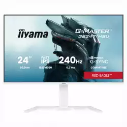 Монитор IIYAMA GB2471HSU-W1, 23.8 inch Gaming monitor, Fast IPS panel, FHD 1920x1080, 350cd/m2, 1000:1, 240Hz, 0.3ms, HDR10, 2x HDMI, DP, 2x USB, Audio out, Speakers, G-SYNC Compatible, HAS, Swivel, Tilt, Pivot, Flicker Free, VESA, White