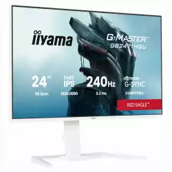 Монитор IIYAMA GB2471HSU-W1, 23.8 inch Gaming monitor, Fast IPS panel, FHD 1920x1080, 350cd/m2, 1000:1, 240Hz, 0.3ms, HDR10, 2x HDMI, DP, 2x USB, Audio out, Speakers, G-SYNC Compatible, HAS, Swivel, Tilt, Pivot, Flicker Free, VESA, White