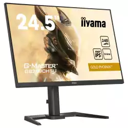 Монитор IIYAMA GB2590HSU-B5, 24.5", Gaming monitor, Fast IPS LED Panel, AG, 16:9, 1920x1080, 400cd/m2, 1000:1, 0.4ms, 240Hz, HDR400, FreeSync, Flicker Free, Blue light reducer, HDMI, DisplayPort, 2x USB, Speakers, HAS, Tilt, Pivot, VESA 100, Black