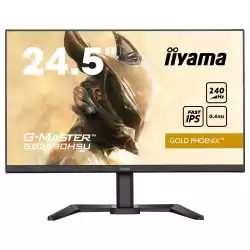 Монитор IIYAMA GB2590HSU-B5, 24.5", Gaming monitor, Fast IPS LED Panel, AG, 16:9, 1920x1080, 400cd/m2, 1000:1, 0.4ms, 240Hz, HDR400, FreeSync, Flicker Free, Blue light reducer, HDMI, DisplayPort, 2x USB, Speakers, HAS, Tilt, Pivot, VESA 100, Black