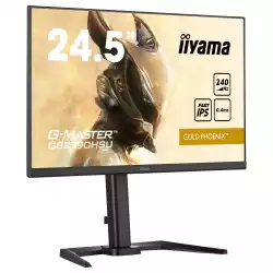 Монитор IIYAMA GB2590HSU-B5, 24.5", Gaming monitor, Fast IPS LED Panel, AG, 16:9, 1920x1080, 400cd/m2, 1000:1, 0.4ms, 240Hz, HDR400, FreeSync, Flicker Free, Blue light reducer, HDMI, DisplayPort, 2x USB, Speakers, HAS, Tilt, Pivot, VESA 100, Black