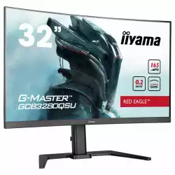 Монитор IIYAMA GCB3280QSU-B1, 31.5 inch Curved Gaming Monitor, 1500R, VA LED Panel, 2K 2560x1440, 165Hz, 350 cd/m2, 3000:1, 80M:1, 0.2ms MPRT, 2x HDMI, DisplayPort, 2x USB 3.0, AMD FreeSync, Speakers, HAS, Pivot, Swivel, VESA 100, Black
