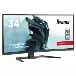 Монитор IIYAMA GCB3481WQSU-B1, 34", Gaming Curved monitor, VA panel, AG, 21:9, UWQHD 3440x1440, 500cd/m2, 4000:1, 0.3ms, 180Hz, FreeSync Premium, HDR 400, Flicker free, Blue light reducer, 2x HDMI, 2x DP, 4x USB, Speakers, HAS, Tilt, VESA 100, Black