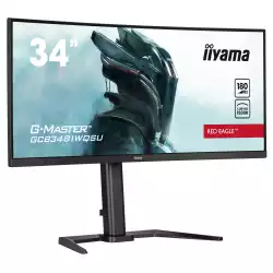 Монитор IIYAMA GCB3481WQSU-B1, 34", Gaming Curved monitor, VA panel, AG, 21:9, UWQHD 3440x1440, 500cd/m2, 4000:1, 0.3ms, 180Hz, FreeSync Premium, HDR 400, Flicker free, Blue light reducer, 2x HDMI, 2x DP, 4x USB, Speakers, HAS, Tilt, VESA 100, Black