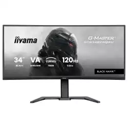 Монитор IIYAMA GCB3482WQSU-B1, 34", Gaming Curved monitor, VA panel, AG, 21:9, UWQHD 3440x1440, 500cd/m2, 3000:1, 0.6ms, 120Hz, FreeSync Premium, HDR 400, Flicker free, Blue light reducer, 2x HDMI, DP, 4x USB, Audio out, Speakers, HAS, Tilt, VESA 100, Black