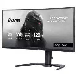 Монитор IIYAMA GCB3482WQSU-B1, 34", Gaming Curved monitor, VA panel, AG, 21:9, UWQHD 3440x1440, 500cd/m2, 3000:1, 0.6ms, 120Hz, FreeSync Premium, HDR 400, Flicker free, Blue light reducer, 2x HDMI, DP, 4x USB, Audio out, Speakers, HAS, Tilt, VESA 100, Black