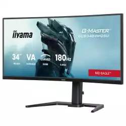 Монитор IIYAMA GCB3484WQSU-B1, 34", Gaming Curved monitor, VA panel, 21:9, UWQHD 3440x1440, 500cd/m2, 4000:1, 0.4ms, 180Hz, FreeSync Premium, HDR400, Flicker free, Blue light reducer, PbP, 2x HDMI, DP, 4x USB, Audio out, Speakers, HAS, Tilt, VESA 100, Black