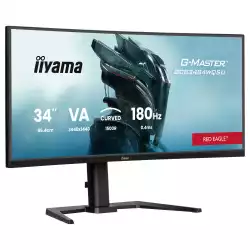 Монитор IIYAMA GCB3484WQSU-B1, 34", Gaming Curved monitor, VA panel, 21:9, UWQHD 3440x1440, 500cd/m2, 4000:1, 0.4ms, 180Hz, FreeSync Premium, HDR400, Flicker free, Blue light reducer, PbP, 2x HDMI, DP, 4x USB, Audio out, Speakers, HAS, Tilt, VESA 100, Black
