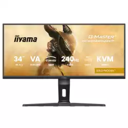 Монитор IIYAMA GCB3486WQSCP-B1, 34", Gaming Curved monitor, VA panel, 21:9, UWQHD 3440x1440, 500cd/m2, 4000:1, 0.4ms, 240Hz, FreeSync Premium, HDR400, Flicker free, Blue light reducer, KVM, 2x HDMI, DP, 3x USB, USB-C, LAN, PD95W, Speakers, HAS, Tilt, VESA 100, Black