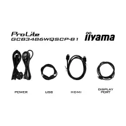 Монитор IIYAMA GCB3486WQSCP-B1, 34", Gaming Curved monitor, VA panel, 21:9, UWQHD 3440x1440, 500cd/m2, 4000:1, 0.4ms, 240Hz, FreeSync Premium, HDR400, Flicker free, Blue light reducer, KVM, 2x HDMI, DP, 3x USB, USB-C, LAN, PD95W, Speakers, HAS, Tilt, VESA 100, Black