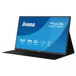 Монитор IIYAMA P1671HSC-B1, 15.6" Portable monitor, IPS LED panel, Anti-Glare, 16:9, FHD 1920x1080, 250cd/m2, 1000:1, 5M:1, 3ms, 60Hz, Flicker free, Adaptive Sync, mini HDMI, 2x USB-C, Audio out, Speakers, Tilt, Leather cover, Black