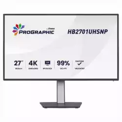 Монитор IIYAMA ProGraphic HB2701UHSNP-B1, 27 inch IPS Black 2.0, UHD 3840x2160, 450cd/m2, 3000:1, HDMI, DP, USB-C, DP out, 4x USB, LAN, Speakers, KVM, HDR400, Pantone Validated, HAS, Swivel, Tilt, Pivot, Black