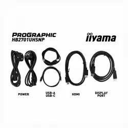 Монитор IIYAMA ProGraphic HB2701UHSNP-B1, 27 inch IPS Black 2.0, UHD 3840x2160, 450cd/m2, 3000:1, HDMI, DP, USB-C, DP out, 4x USB, LAN, Speakers, KVM, HDR400, Pantone Validated, HAS, Swivel, Tilt, Pivot, Black