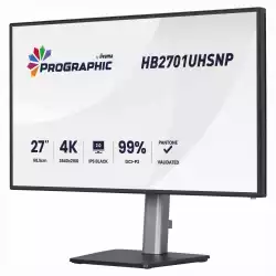 Монитор IIYAMA ProGraphic HB2701UHSNP-B1, 27 inch IPS Black 2.0, UHD 3840x2160, 450cd/m2, 3000:1, HDMI, DP, USB-C, DP out, 4x USB, LAN, Speakers, KVM, HDR400, Pantone Validated, HAS, Swivel, Tilt, Pivot, Black