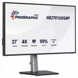 Монитор IIYAMA ProGraphic HB2701UHSNP-B1, 27 inch IPS Black 2.0, UHD 3840x2160, 450cd/m2, 3000:1, HDMI, DP, USB-C, DP out, 4x USB, LAN, Speakers, KVM, HDR400, Pantone Validated, HAS, Swivel, Tilt, Pivot, Black