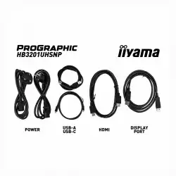 Монитор IIYAMA ProGraphic HB3201UHSNP-B1, 31.5 inch IPS Black 2.0, UHD 3840x2160, 450cd/m2, 3000:1, HDMI, DP, USB-C, DP out, 4x USB, LAN, Speakers, KVM, HDR400, Pantone Validated, HAS, Swivel, Tilt, Pivot, Black