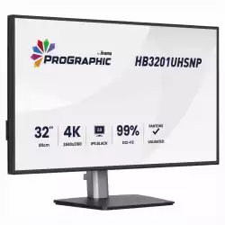 Монитор IIYAMA ProGraphic HB3201UHSNP-B1, 31.5 inch IPS Black 2.0, UHD 3840x2160, 450cd/m2, 3000:1, HDMI, DP, USB-C, DP out, 4x USB, LAN, Speakers, KVM, HDR400, Pantone Validated, HAS, Swivel, Tilt, Pivot, Black