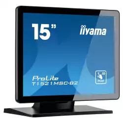 Монитор IIYAMA T1521MSC-B2, 15", TN panel, 4:3, 10-points PCAP touch, 1024x768, 370cd/m2, 800:1, 8ms, Edge to edge glass, VGA, HDMI, Speakers, IP65 Front, OSD key lock, Tilt, VESA 75, External power adapter, Black