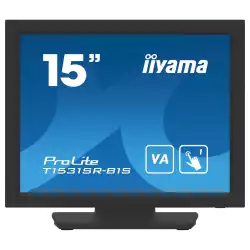 Монитор IIYAMA T1531SR-B1S, 15", Touch monitor, Resistive technology, VA Panel, 4:3, XGA 1024x768, 350cd/m2, 2500:1, 18ms, IP54 Front, VGA, HDMI, DisplayPort, Speakers, Tilt, VESA 100, Black